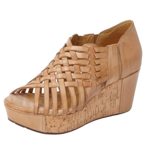 Chocolat Blu Web Sandals Women Size 6 Taupe Leather/Cork Wedge Platform NWOT - Picture 6 of 7